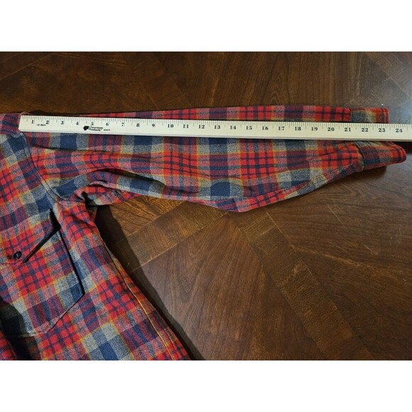 Vintage Pendleton Large 16 1/2 Plaid Virgin Wool Flannel Button‎ Up Shirt FLAWED - Picture 13 of 13